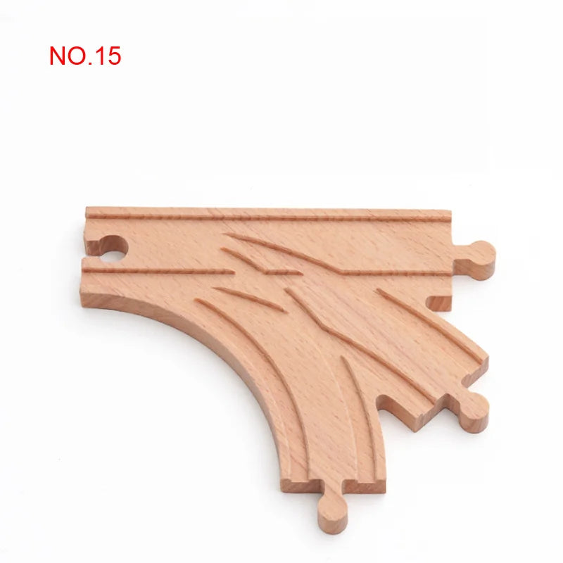 New Wooden Railway Track All Kinds Fork Rail Bifurcation Beech Wood Track Accessories Fit for Thomos Wooden Train Tracks Toy