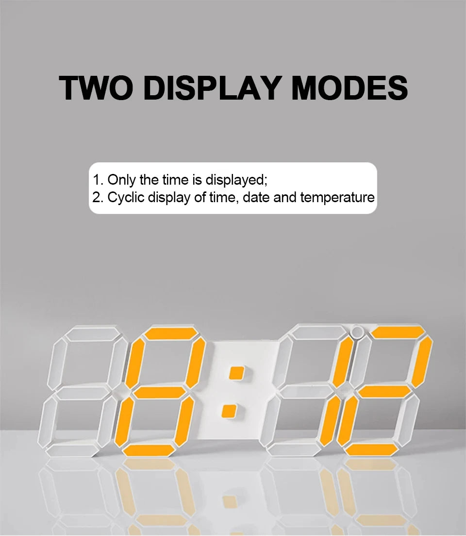 3D LED Digital Alarm Clock USB Charging Luminous Multifunctional Electronic Wall Clock Home Decorative Gift