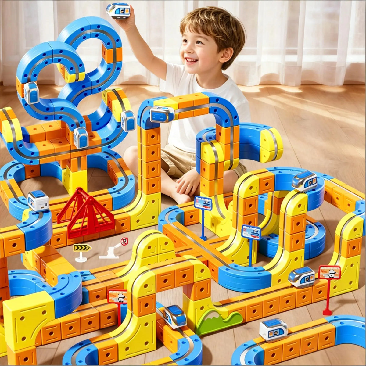 Kids Magnetic Track Car Toy Children Electric Anti-gravity Train Railway Model Magic Race Cars Toys for Boys 3 Years Birthday