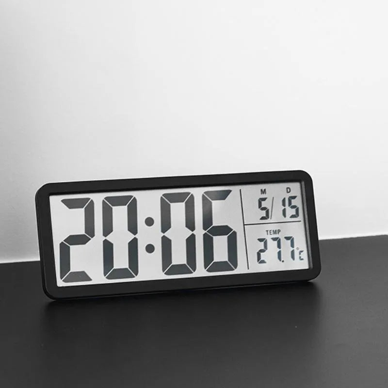 Battery Powered LCD Digital Wall Clock Time Temperature Date Desktop Table Clock With USB Cable 12/24H LCD Clock for Living Room