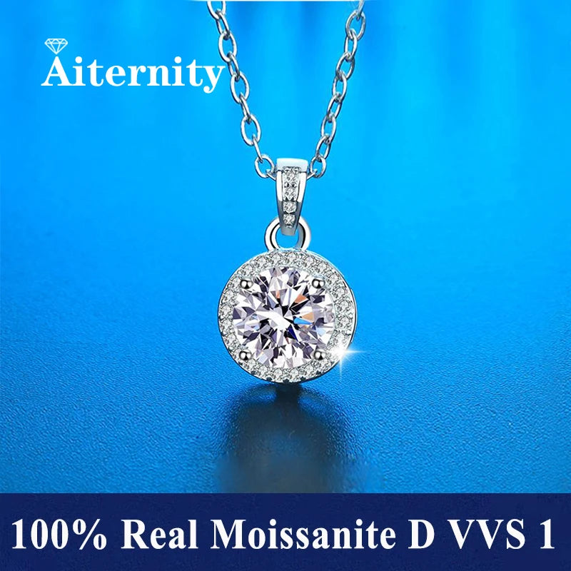 Fashion Luxury Trendy Classic 1ct GRA Moissanite Irregular Sqaure Necklace For Charm Women 925 Silver Party Jewelry Gift