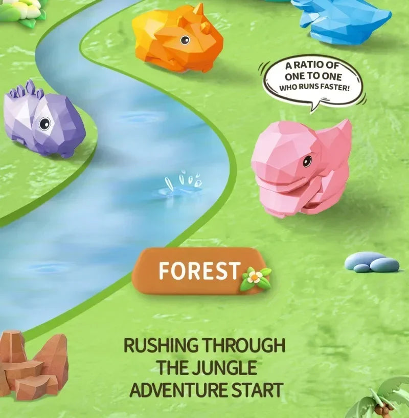 Dinosaur Racing Track Game Set with 2/5 Dino Sliding Cars Toy for Toddlers with Light & Music Birthday Gifts for Boys Girls Kids