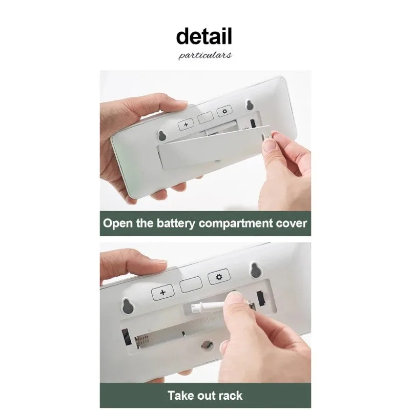 LCD Digital Wall Clock Time Temperature Humidity Display Electronic Desk Clock Battery Powered Home Office Decor