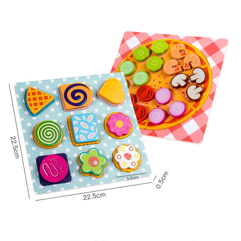 Kids Pizza Cookie Set Cutting Toy Simulation Wooden Pizza Dinette Child Toy Kitchen Pretend Play Food Cooking Kitchen Funny Toys