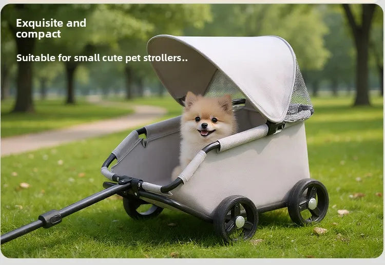 Foldable Small Pet Stroller Cart Lightweight Oxford Dog Cat Carrier Trolley Telescopic Pull Wagon Outdoor Walking Shopping