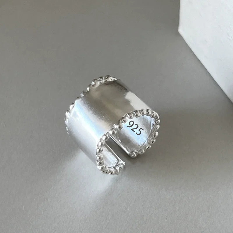 925 Sterling Silver Rings for Women Couple Minimalist Handmade Simple BIg Ring Party Jewelry Gift Prevent Allergy