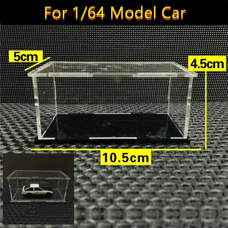 1/64 Model Cars Acrylic Display Case Fit for Mini Size MiniGT Tomica Required Assembly Proof Box Cabinet Toy Vehicles