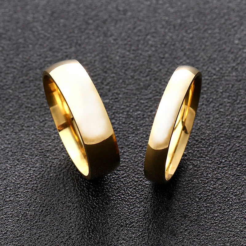 High quality titanium steel plated 18K gold ring couple ring Europe and the United States men and women 2mm4mm6mm8mm simple ring