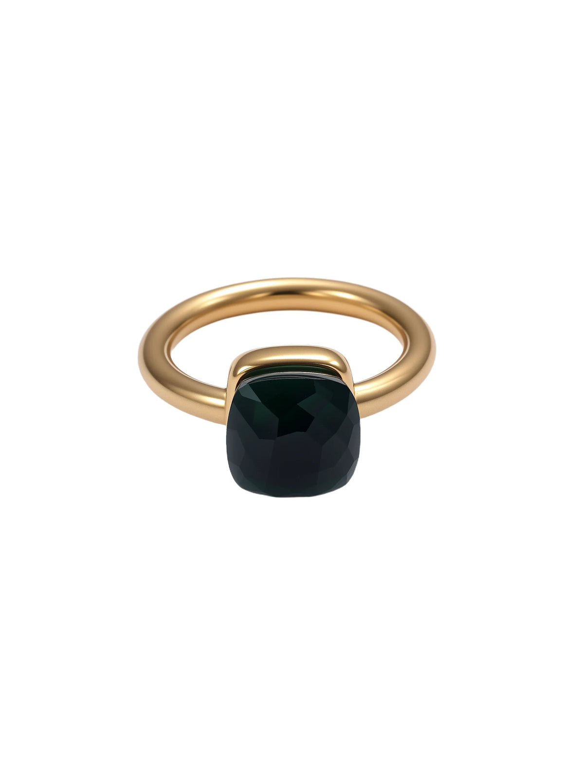 Colorful Crystal Nude Ring for Women 18K Gold Plated Stainless Steel Candy Color Square Stone Statement Rings Jewelry Gift