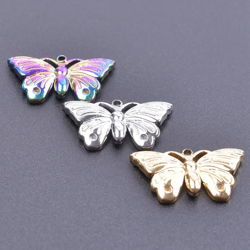 10PCS Ancient Egyptian Scarab Beetle Pendants Charms Stainless Steel Dragonfly Butterfly Pendant for Jewelry Making DIY Necklace