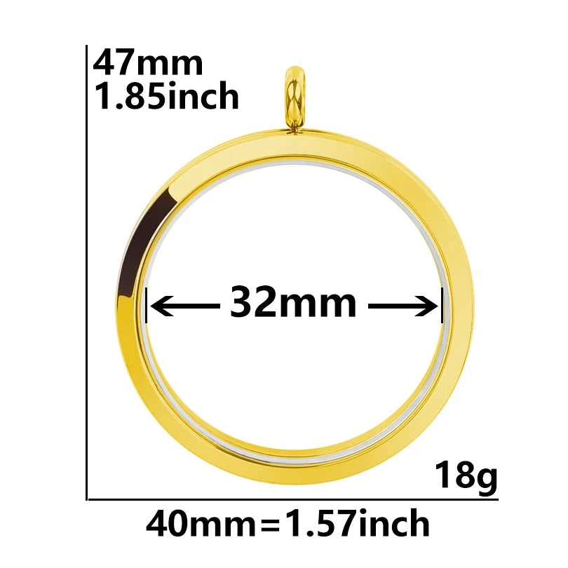 5Pcs 20-40mm Stainless Steel Glass Memory Cremation Urn Locket Pendant Openable Round Reliquary Photo Medaillon Colgantes