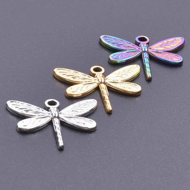 10PCS Ancient Egyptian Scarab Beetle Pendants Charms Stainless Steel Dragonfly Butterfly Pendant for Jewelry Making DIY Necklace