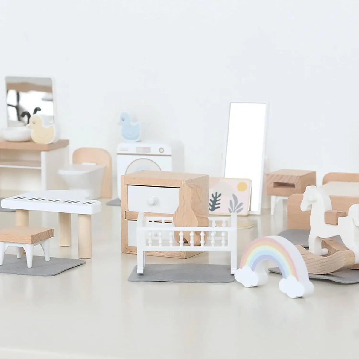 Wooden Play House Toy Set Mini Dollhouse Simulated Furniture Decoration Set Bedroom Kitchen Items Table And Chairs Accessorie