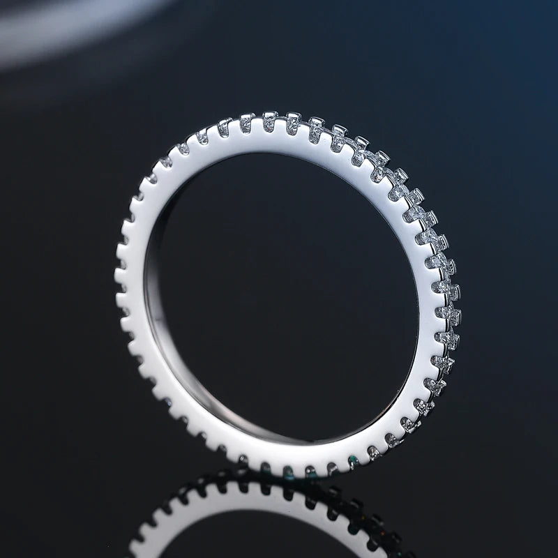 925 Sterling Silver Female Single Tail Ring100% Pass Diamond Tester Pen Moissanite Ring Matching Wedding Diamond Band for Women