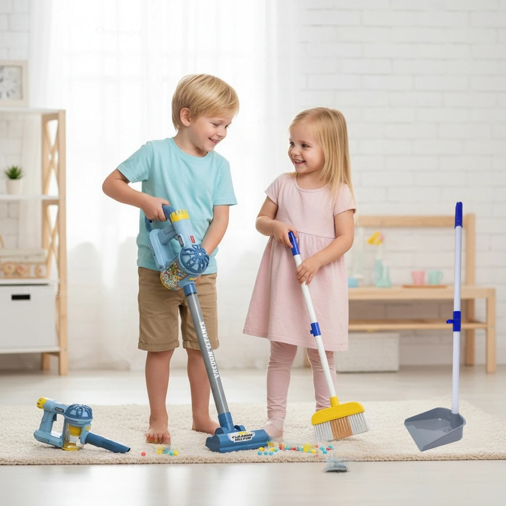 Kids Vacuum Cleaner Toy Electric Realistic Pretend Play Housekeeping Cleaning Set for Toddlers Educational Gift for Boys Girls