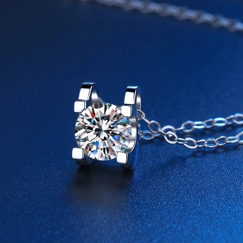 Fashion Luxury Trendy Classic 1ct GRA Moissanite Irregular Sqaure Necklace For Charm Women 925 Silver Party Jewelry Gift