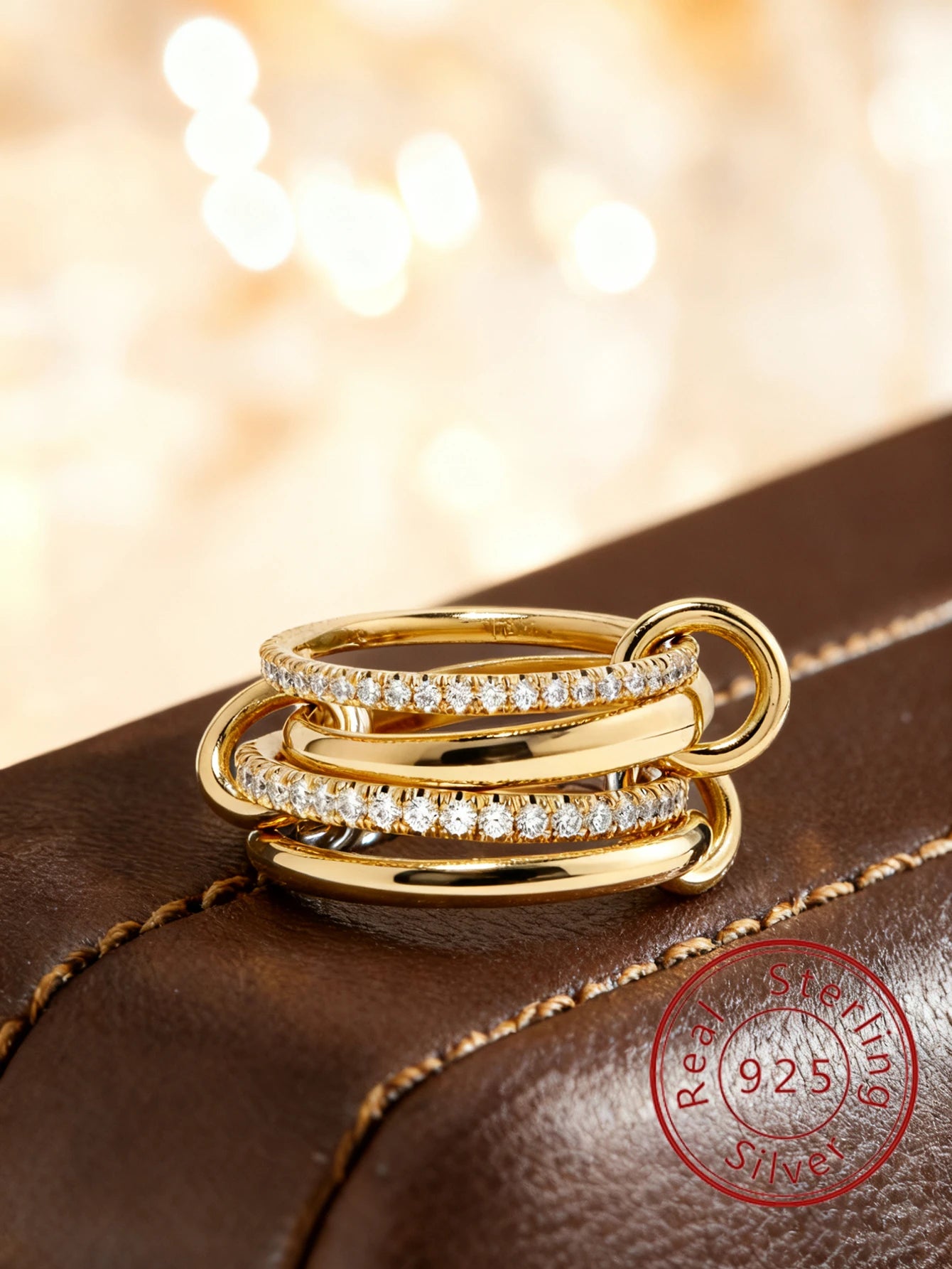 925 Sterling Silver Simple Fashion Multi-Layer Round Zircon Ring For Women Anniversary Daily Wear High Quality Fine Jewelry