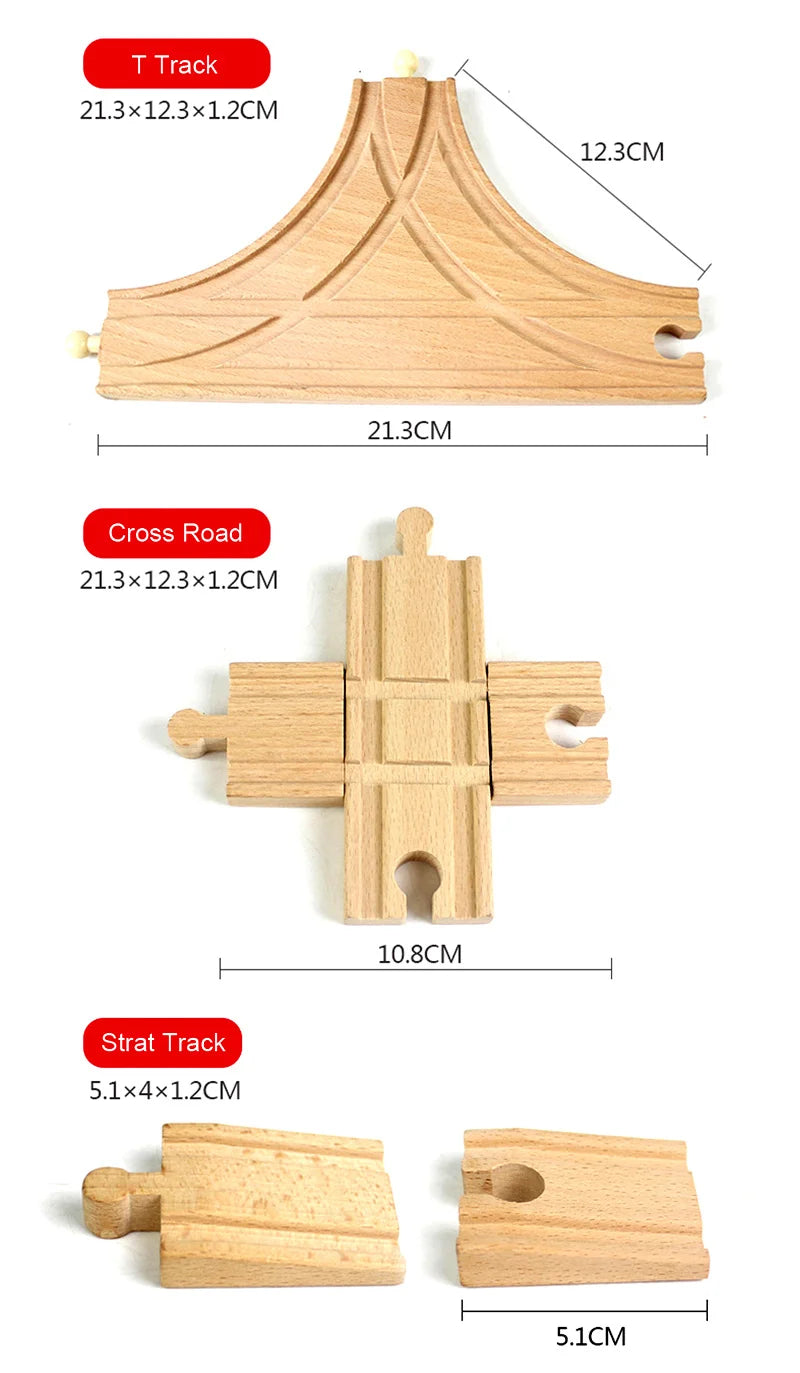 Wooden Train Track Racing Railway Toys All Kinds Wooden Track Accessories Fit for Biro Wood Tracks Toys for Children Gift