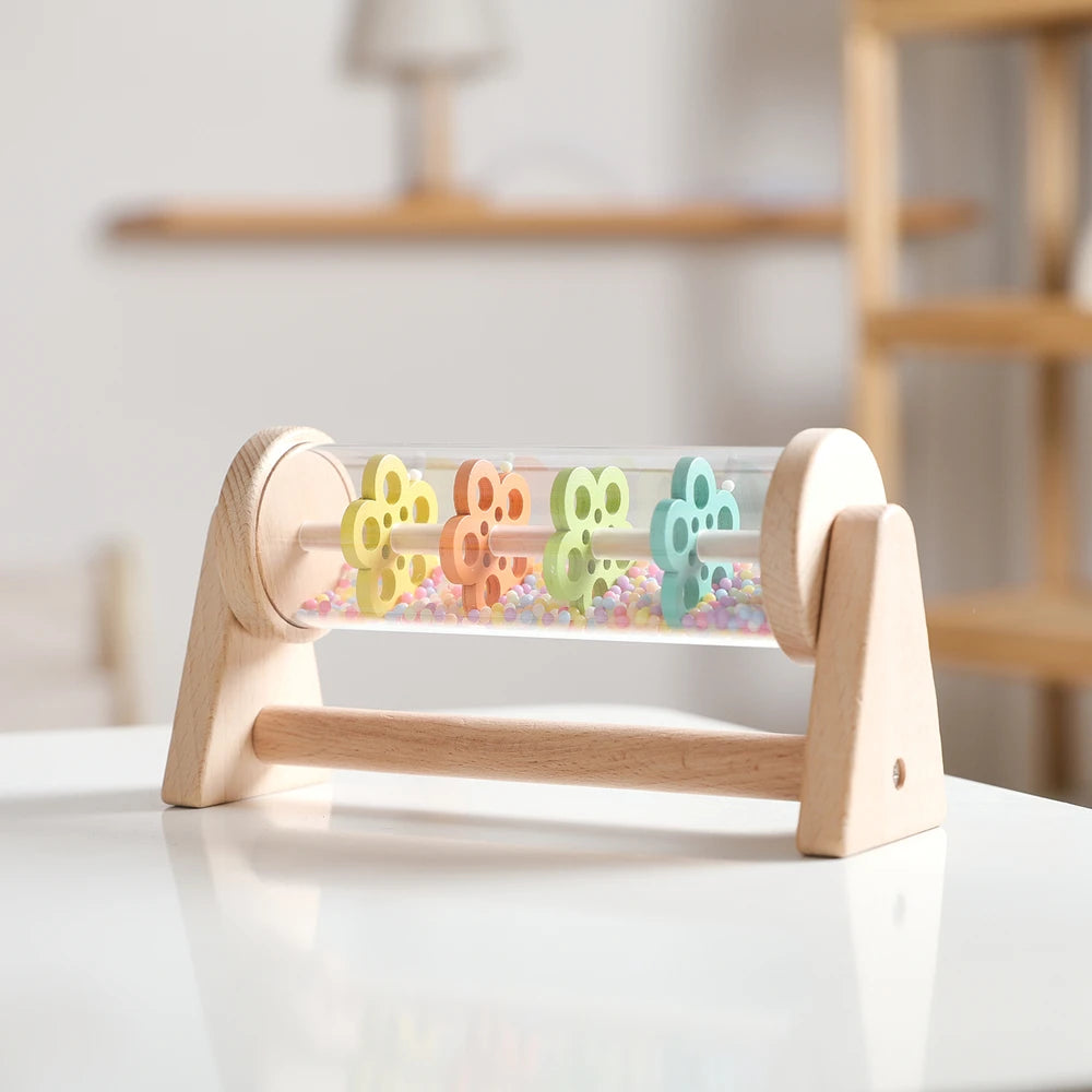 Wooden Rainmaker Toy for Babies Soothing Rain Sound Easy to Grasp Smooth Burr Free Water Based Paint Two Ways to Play Baby Gifts