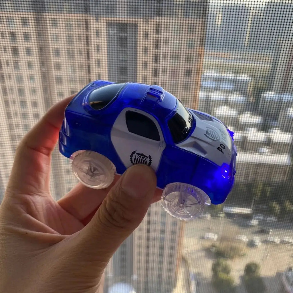 Track Car Special Magnetic Building blocks Tiles Accessories, Electric Glowing Vehicle Set with Jeep Police Car Children's Toys