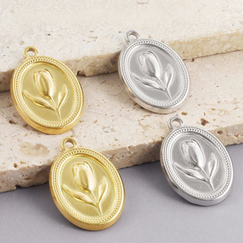 5pcs Stainless Steel Bee Spider Cicada Butterfly Dragonfly Flower Tree Grass Pendants Insects Charms Jewelry Making Accessories