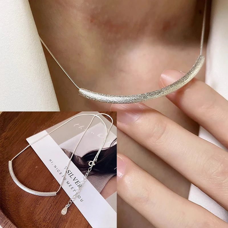 VENTFILLE 925 Sterling Silver Bead Geometry Necklace for Women Girl Korean Design Versatile Choker Jewelry Dropship Wholesale