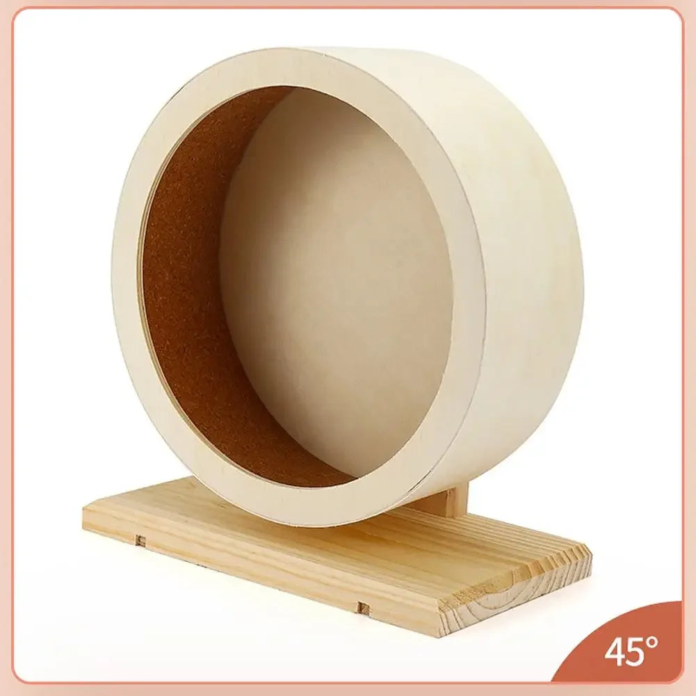 Mute Wooden Hamster Silent Running Wheel With Cork Pad Bracket