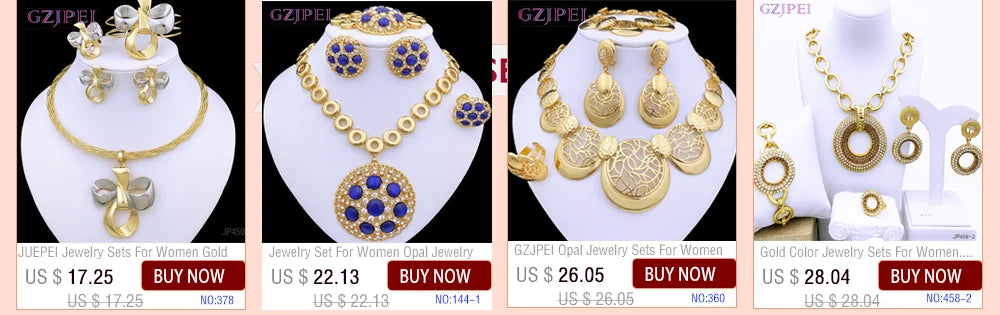Dubai Jewelry Set For Women 18K Gold Plated Luxury Necklace Earrings Bracelet Ring For Wedding Party Mother's Day Gift On Sale