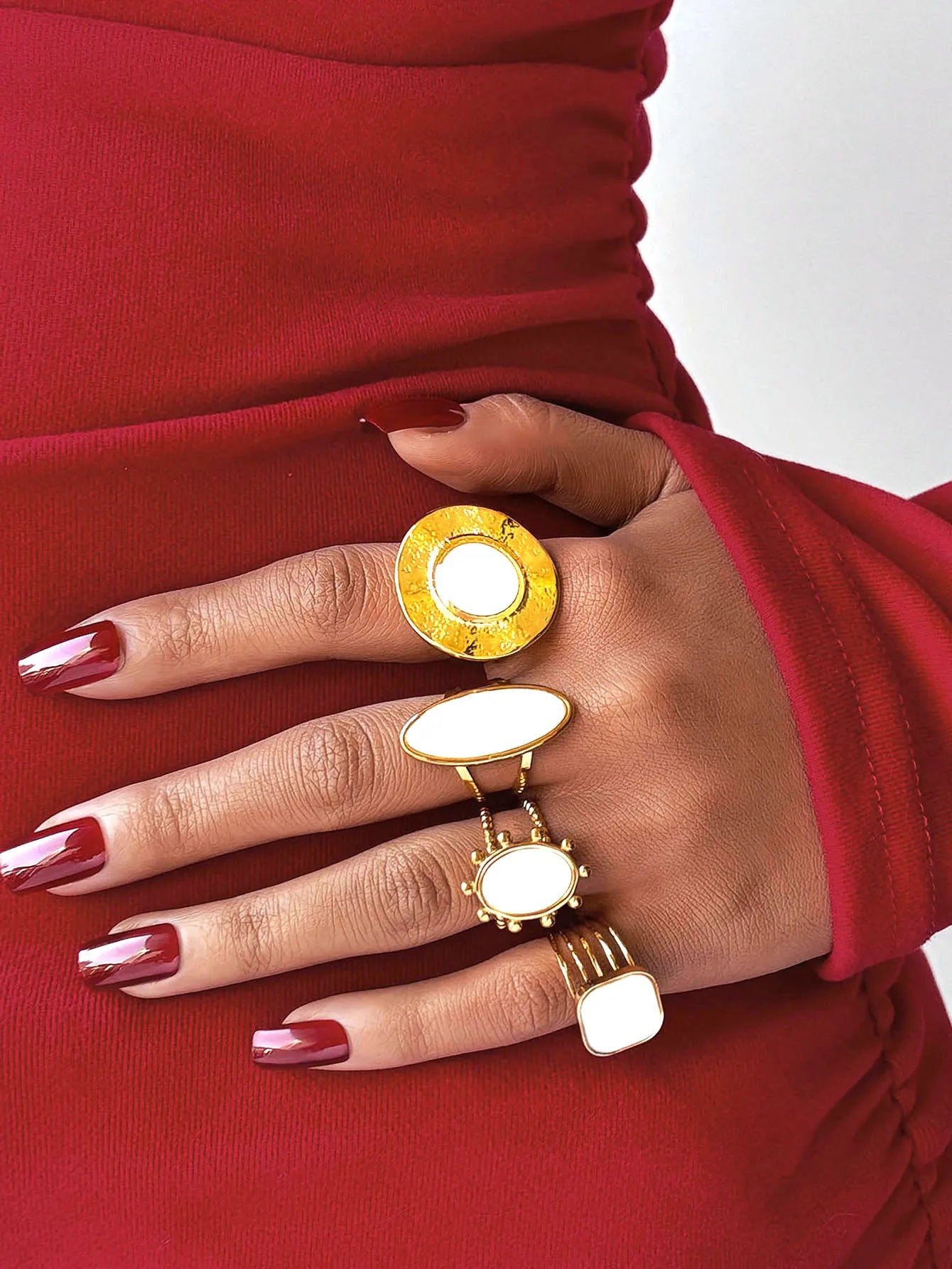 Fashion Shell Stainless Steel 18K Gold Plated Adjustable Opening Rings  for Women Engagement Party Gift Temperament Jewelry 2025