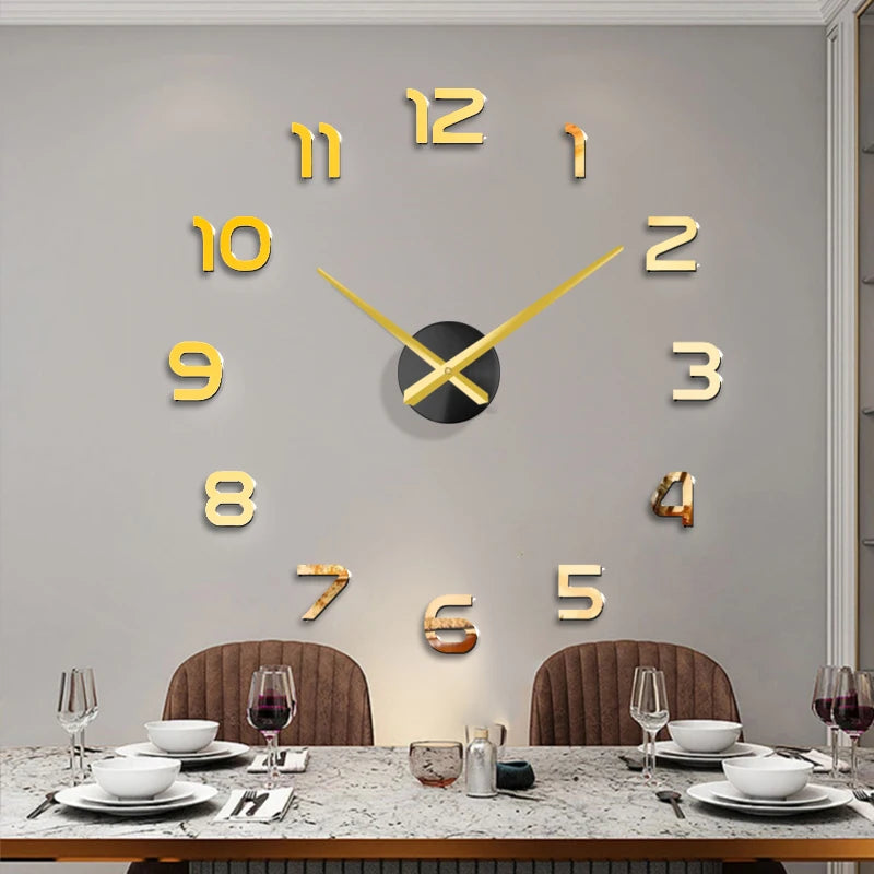 Fashion 3D Big Size Wall Clock Mirror Sticker DIY Brief Living Room Decor Meeting Room Wall Clock