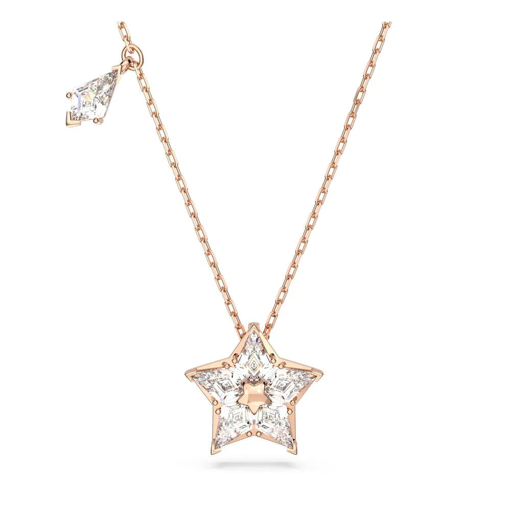 2026 New High-Quality Colorful Candy Butterfly Crystal Star Dancing Heart Double-Layer Simple Necklace - Valentine's Day Gift