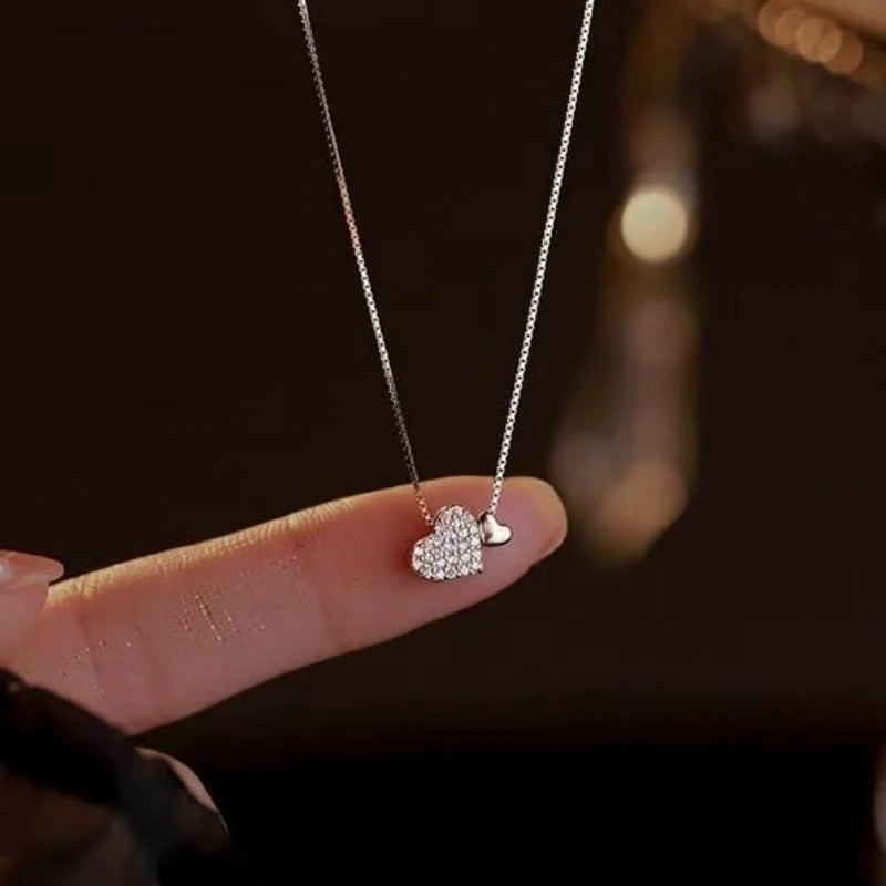 Jkeli 100% 925 Sterling Silver Charm Romantic Love Heart Pendant Box Link Chain Necklace for Women Fashion Wedding Jewelry