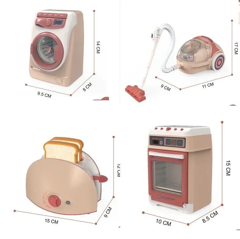 Mini Household Appliances Kitchen Toys Pretend Play Set with Coffee Maker Water Dispenser and Toaster for Kids Boys Girls Gifts