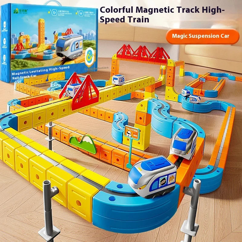 DIY Train Toy For Boys Magnetic Track 1:64 Electric Vehicle Miniature Model Toys Education 3 Years Children Gifts