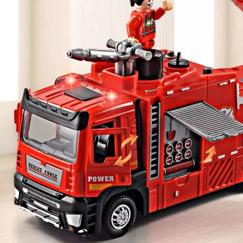 Fire Truck Diecast Simulation Sprinkler Toy with Light Music Water Spray Rescue Car Children's Toy Firefighter Truck