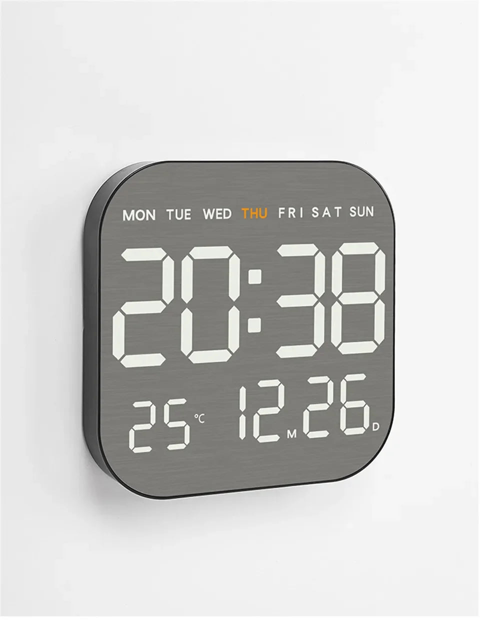 Mirror Brushed Finish Wall Clock Premium Feel Silent Wall Clock Table Alarm Clock Temp Display Bedroom Office Living Room Decor