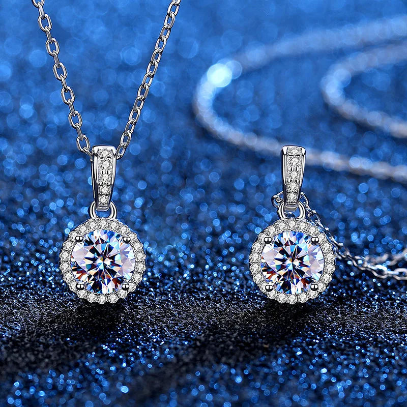 Fashion Luxury Trendy Classic 1ct GRA Moissanite Irregular Sqaure Necklace For Charm Women 925 Silver Party Jewelry Gift