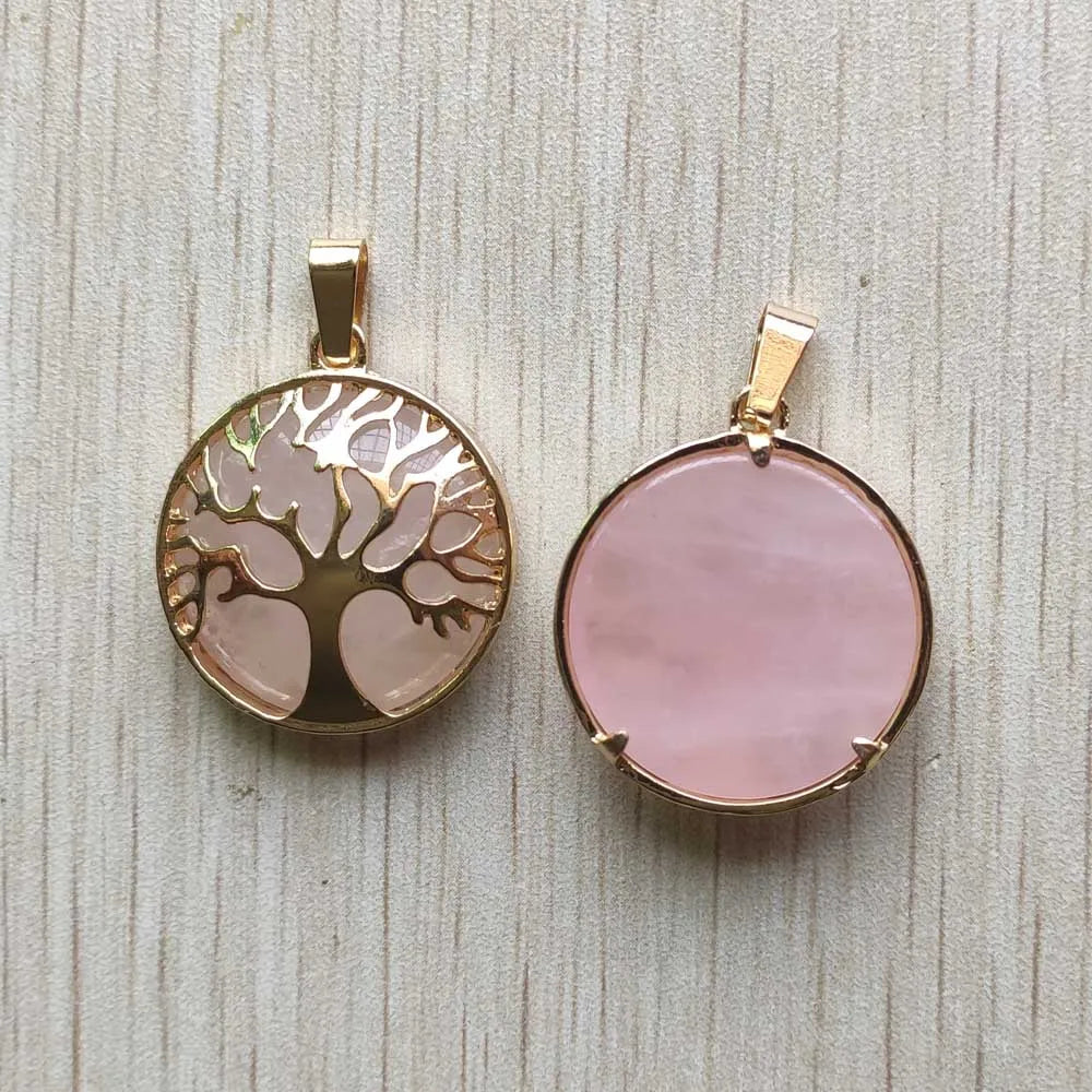 Wholesale 12pcs/lot Fashion Natural Stone Alloy Tree of Life Mix Pendants for Necklaces Jewelry Accessories Making Fast Shipping