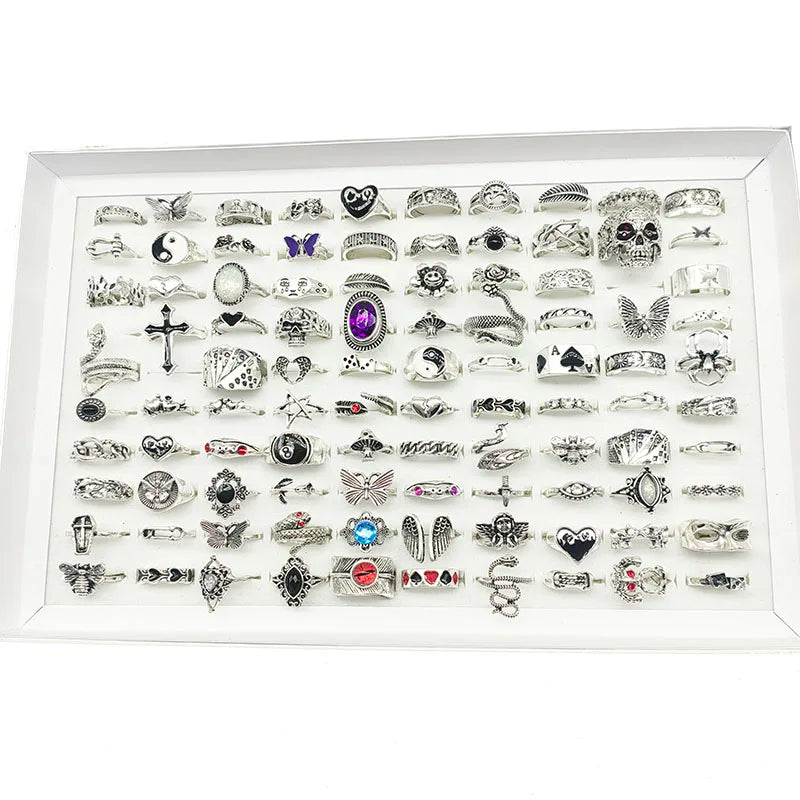 50000 Style Different Finger Rings Wholesale In Stock 100pc/Lot Hot Vintage Silver Gold Color New Alloy Joint Ring Party Women