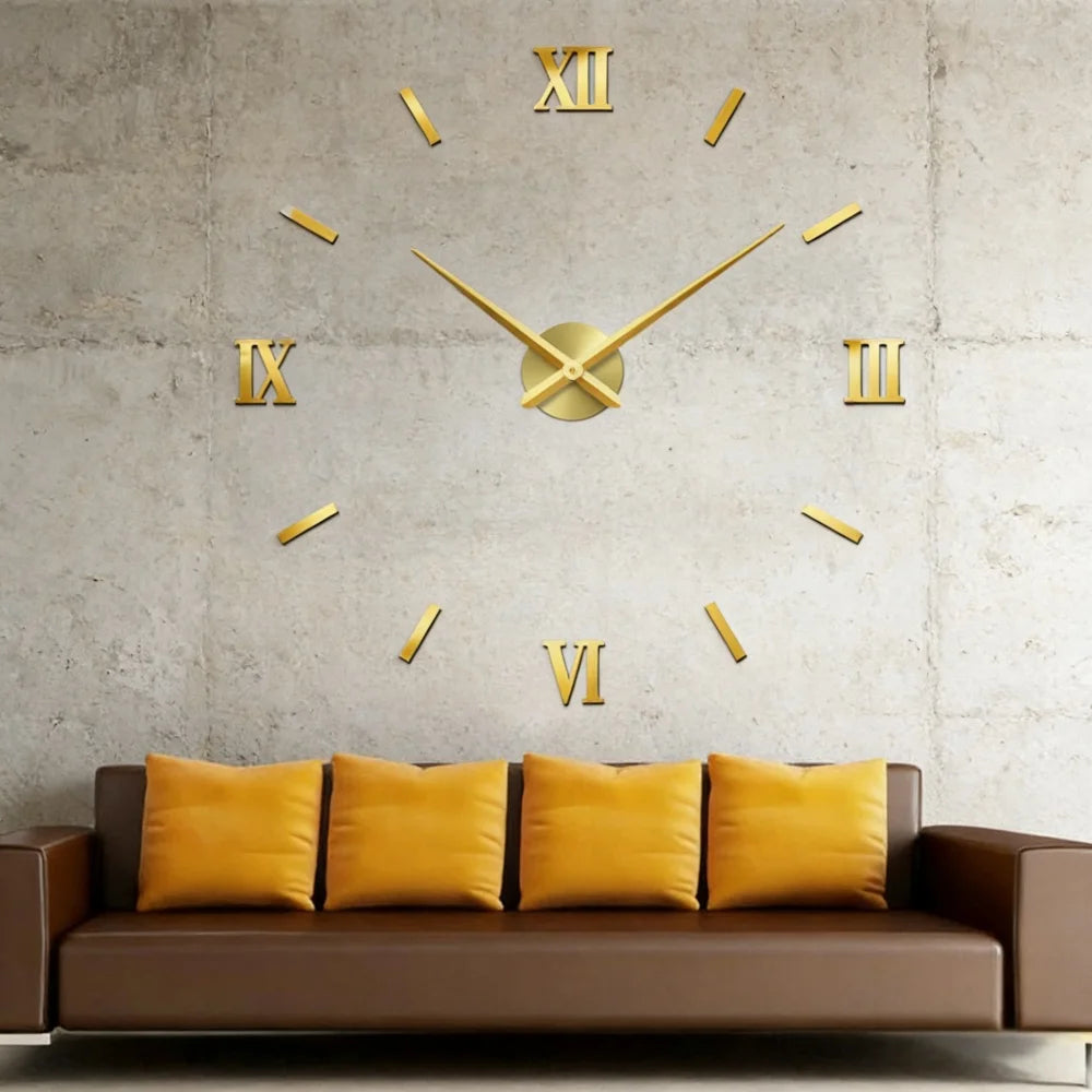 2026 Modern Design Large Wall Clock 3D DIY Quartz Clocks Fashion Watches Acrylic Mirror Stickers Living Room Home Decor Horloge