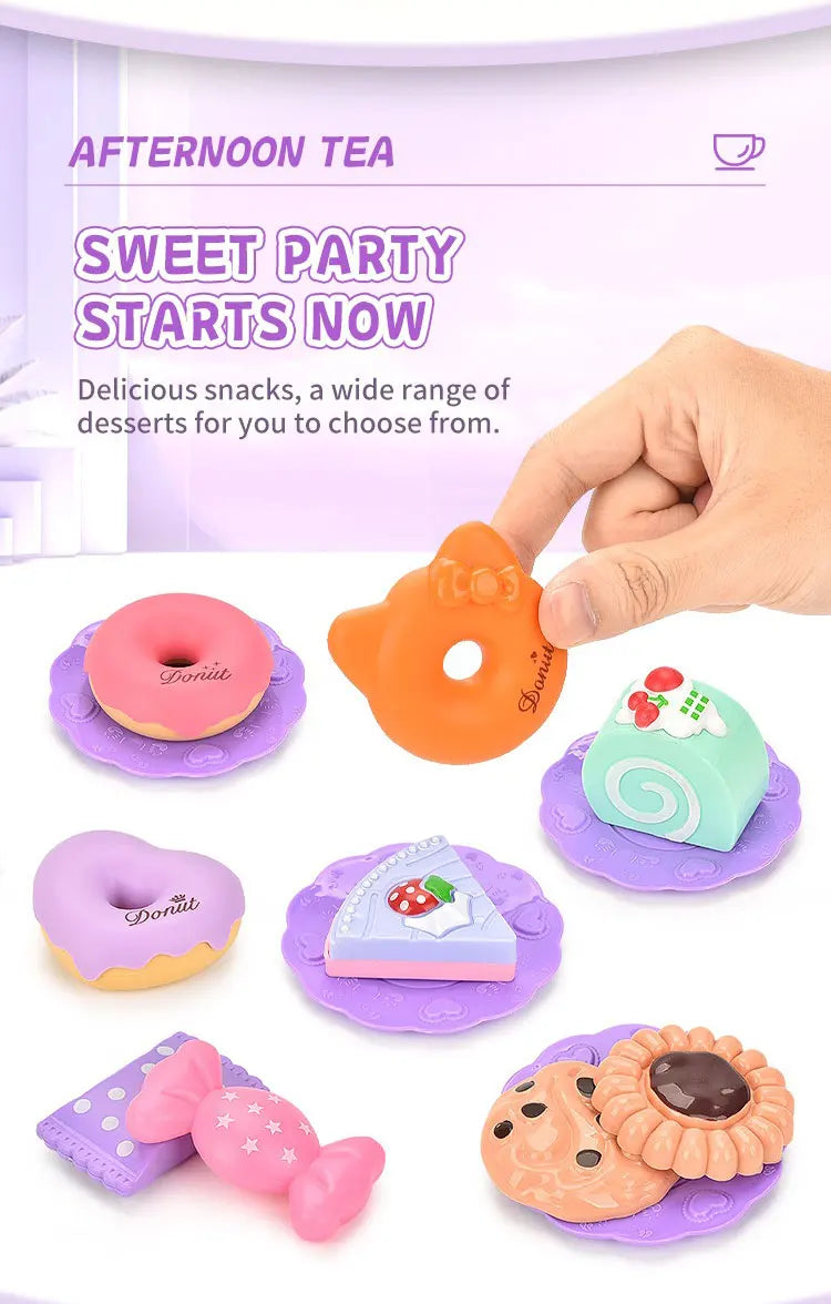 Kids Tea/Pastry Set Toy Simulation Pretend Play Food Playset for Children Montessori Toddler Children Gift Kitchen Girl