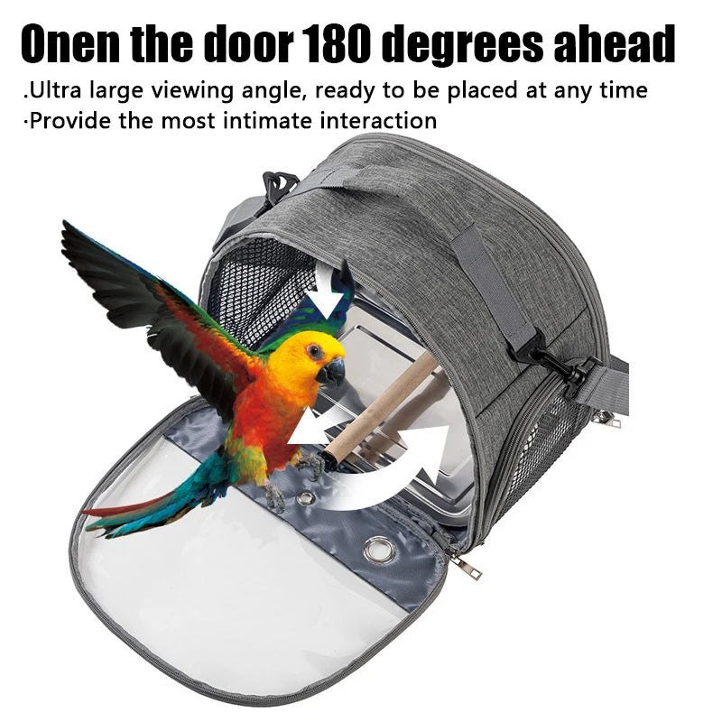 Bird Travel Carrier Portable Transport Bird Cage With Tray Small Pet Multi-functional Parrot Bird Bag Outdoor Cat Carrier