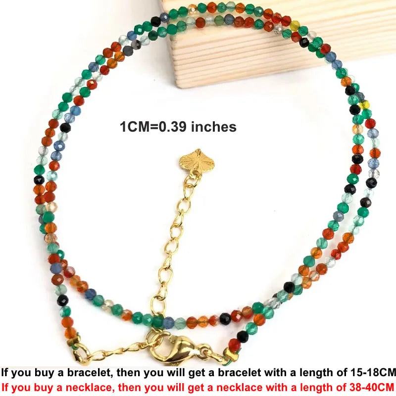 Natural Gemstones 2mm Cutting Angle beads Necklace Tourmaline quartz garnet zircon Bracelet Choker Men Female Jewelry Party Gift