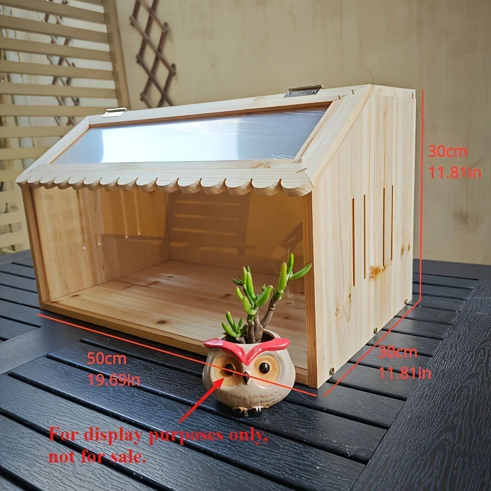 Small Pet Feeding Box, Insulated Hamster Villa for Mice Reptiles Hedgehogs, Multi-Function Climbing Habitat (Cage Only)