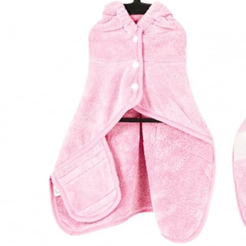 Pet Bathrobe for Dogs and Cats Super Absorbent Pet Dog Bath Towel Hooded Coat Adjustable Collar and Belly StrapXS To L