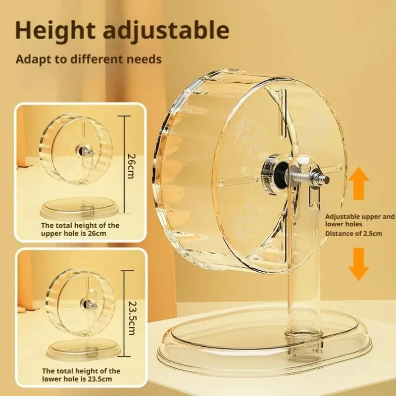 Silent Widened Transparent Running Wheel for Hamsters Small Pet Roller Bearing Support Toy Exercise Equipment for Rodents