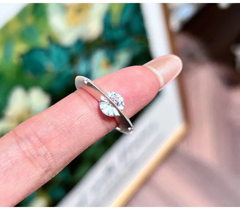So-Bling 925 Sterling Silver Moissanite Rings Rotating Universe Star Ring with White Gold Plated Lab Diamond Eternity Band Rings