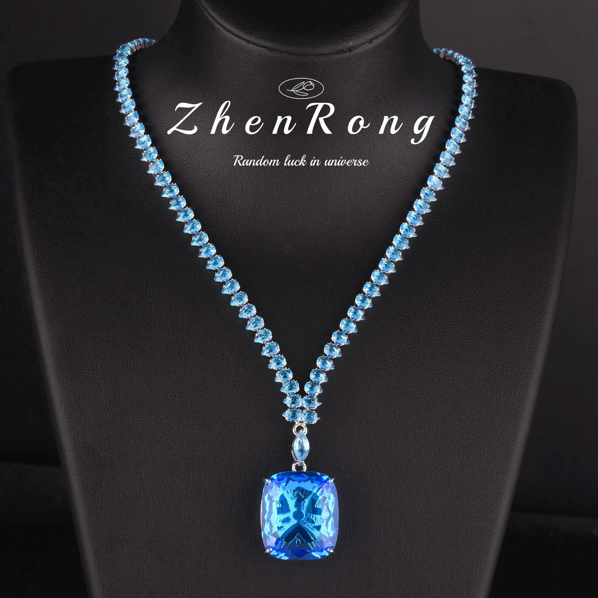 Foydjew Luxury 20 Carat Yellow/Red/Blue/Green Color Large Gemstone Jewelry Sets Pendant Necklaces Earrings Rings For Women