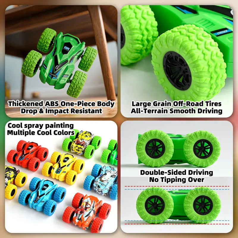 180° Flip Inertia Stunt Car Double‑Sided Drive Off‑Road Vehicle Friction Powered Collision Tumbling Toy Car Kid Interactive Play