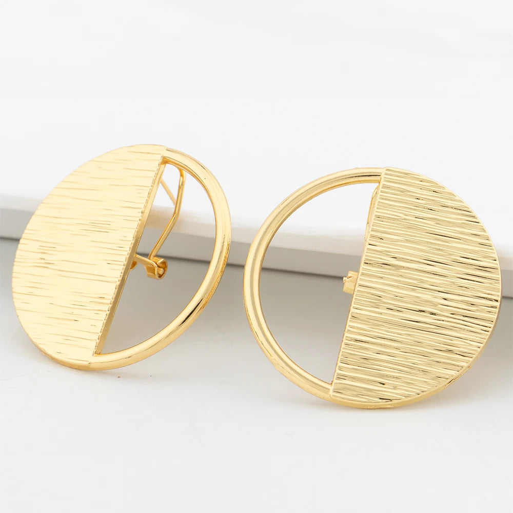 Gold Color Jewelry Set For Women Dubai Round Earrings Adjustable Ring Nigeria Bridal Jewelry Accessories Wedding Bracelet Party
